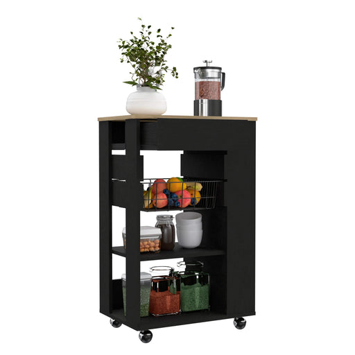 Kitchen Cart Sonex, Kitchen, Black / Light Oak Default -DTYStore