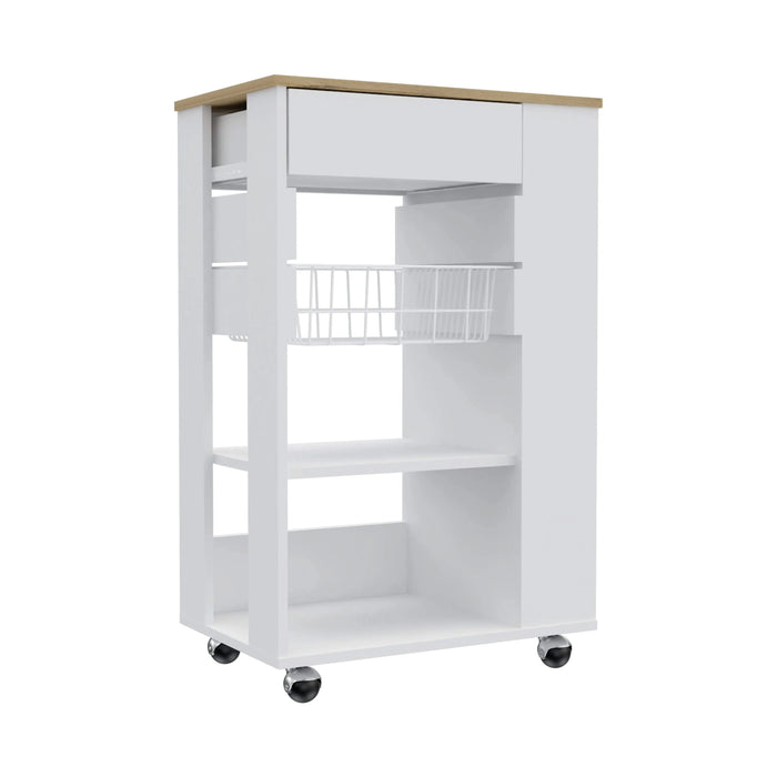 Kitchen Cart Sonex, Kitchen, White / Light Oak Default -DTYStore