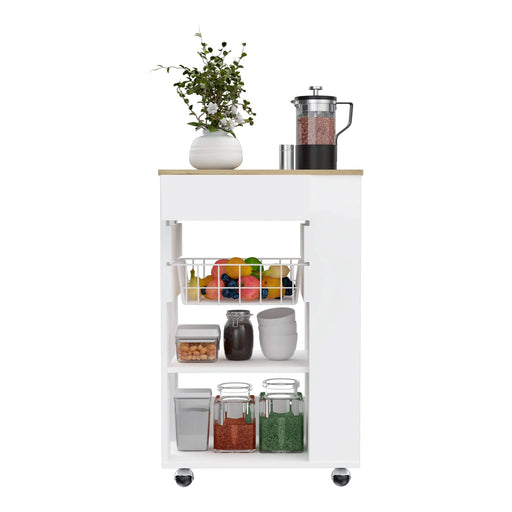 Kitchen Cart Sonex, Kitchen, White / Light Oak Default -DTYStore
