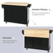 Kitchen Cart with Rubber wood Drop-Leaf Countertop ,Cabinet door internal storage racks,Kitchen Island on 5 Wheels with Storage Cabinet and 3 Drawers for Dinning Room, Black Default -DTYStore