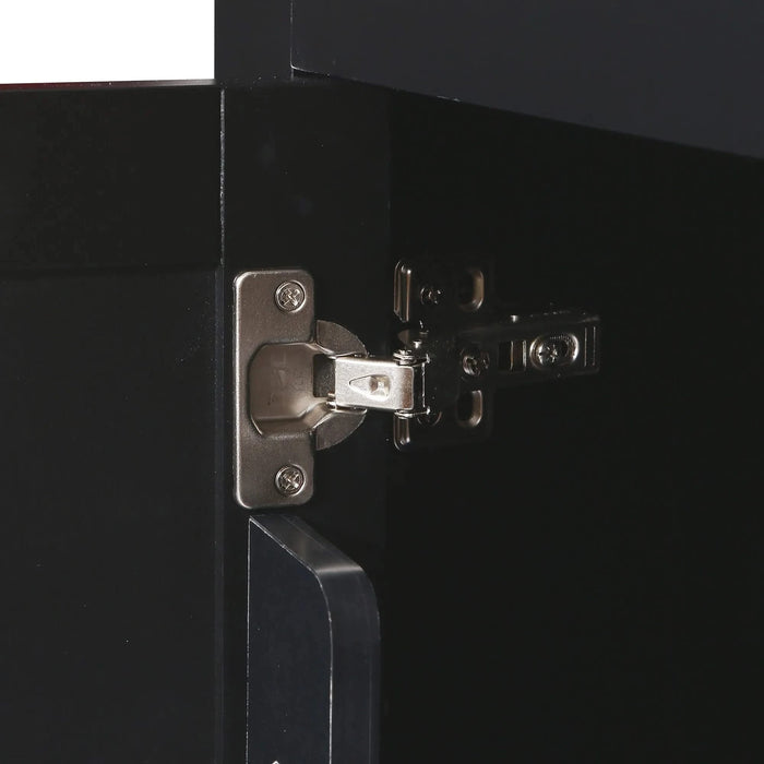 Kitchen Cart with Rubber wood Drop-Leaf Countertop ,Cabinet door internal storage racks,Kitchen Island on 5 Wheels with Storage Cabinet and 3 Drawers for Dinning Room, Black Default -DTYStore