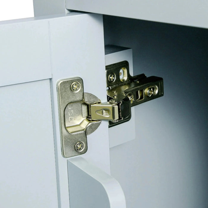 Kitchen Cart with Rubber wood Drop-Leaf Countertop ,Cabinet door internal storage racks,Kitchen Island on 5 Wheels with Storage Cabinet and 3 Drawers for Dinning Room, Grey Blue Default -DTYStore