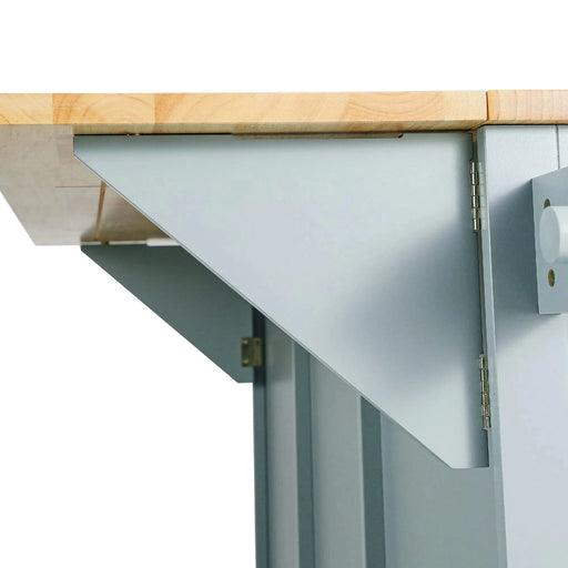 Kitchen Cart with Rubber wood Drop-Leaf Countertop ,Cabinet door internal storage racks,Kitchen Island on 5 Wheels with Storage Cabinet and 3 Drawers for Dinning Room, Grey Blue Default -DTYStore