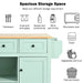 Kitchen Cart with Rubber wood Drop-Leaf Countertop ,Cabinet door internal storage racks,Kitchen Island on 5 Wheels with Storage Cabinet and 3 Drawers for Dinning Room, Mint Green Default -DTYStore
