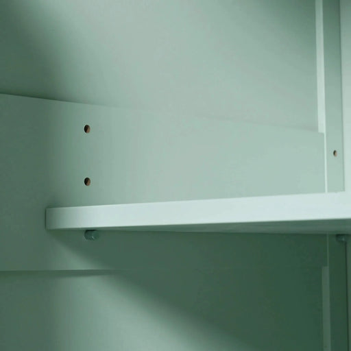 Kitchen Cart with Rubber wood Drop-Leaf Countertop ,Cabinet door internal storage racks,Kitchen Island on 5 Wheels with Storage Cabinet and 3 Drawers for Dinning Room, Mint Green Default -DTYStore