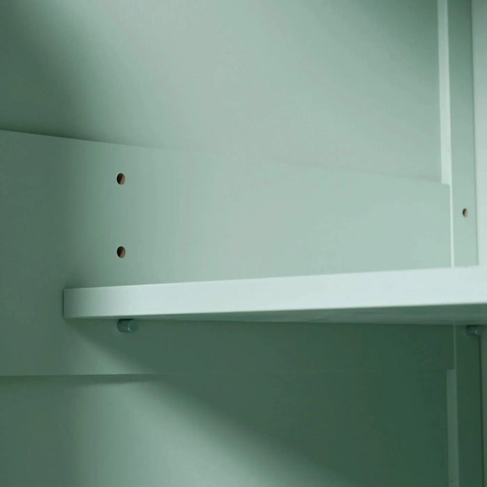 Kitchen Cart with Rubber wood Drop-Leaf Countertop ,Cabinet door internal storage racks,Kitchen Island on 5 Wheels with Storage Cabinet and 3 Drawers for Dinning Room, Mint Green Default -DTYStore