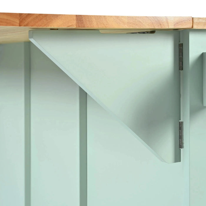 Kitchen Cart with Rubber wood Drop-Leaf Countertop ,Cabinet door internal storage racks,Kitchen Island on 5 Wheels with Storage Cabinet and 3 Drawers for Dinning Room, Mint Green Default -DTYStore