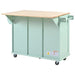 Kitchen Cart with Rubber wood Drop-Leaf Countertop ,Cabinet door internal storage racks,Kitchen Island on 5 Wheels with Storage Cabinet and 3 Drawers for Dinning Room, Mint Green Default -DTYStore