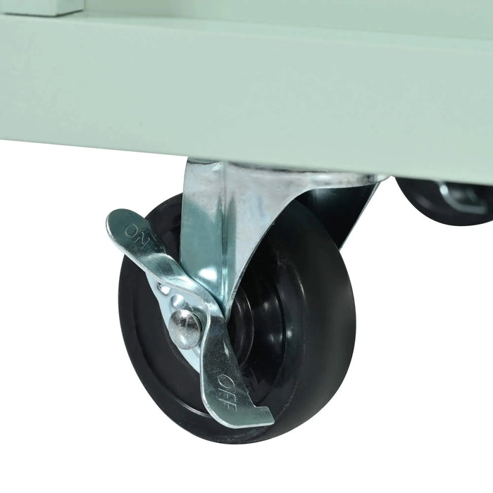 Kitchen Cart with Rubber wood Drop-Leaf Countertop ,Cabinet door internal storage racks,Kitchen Island on 5 Wheels with Storage Cabinet and 3 Drawers for Dinning Room, Mint Green Default -DTYStore