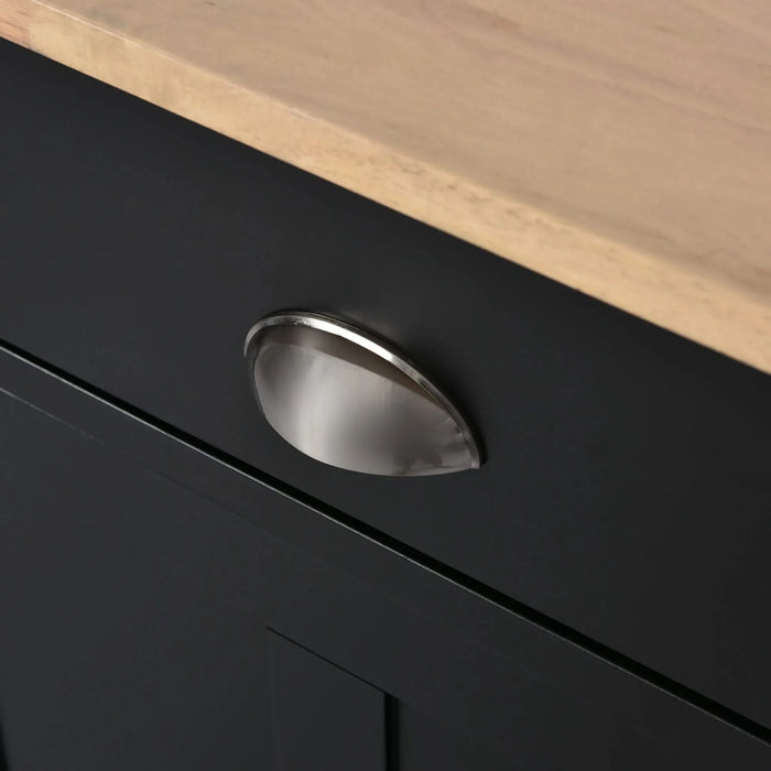 Kitchen Cart with Rubber wood Drop-Leaf Countertop, Concealed sliding barn door adjustable height,Kitchen Island on 4 Wheels with Storage Cabinet and 2 Drawers,L52.2xW30.5xH36.6 inch, Black Default -DTYStore