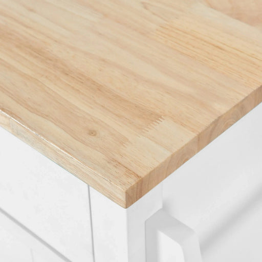 Kitchen Cart with Rubber wood Drop-Leaf Countertop, Concealed sliding barn door adjustable height,Kitchen Island on 4 Wheels with Storage Cabinet and 2 Drawers,L52.2xW30.5xH36.6 inch, White Default -DTYStore