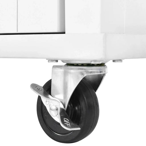 Kitchen Cart with Rubber wood Drop-Leaf Countertop, Concealed sliding barn door adjustable height,Kitchen Island on 4 Wheels with Storage Cabinet and 2 Drawers,L52.2xW30.5xH36.6 inch, White Default -DTYStore