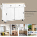 Kitchen Cart with Rubber wood Drop-Leaf Countertop, Concealed sliding barn door adjustable height,Kitchen Island on 4 Wheels with Storage Cabinet and 2 Drawers,L52.2xW30.5xH36.6 inch, White Default -DTYStore