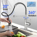 Kitchen Faucet - Spring Kitchen Sink Faucet with 3 Modes Pull Down Sprayer, Single Handle&Deck Plate for 1or3 Holes, 360° Rotation, Spot Resist Stainless Steel No Lead for RV Bar Home Default -DTYStore