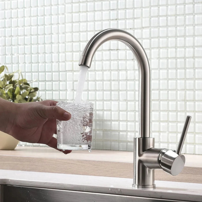 Kitchen Faucet Single Handle Stainless Steel,Commercial Single Hole Kitchen Sink Faucet,Modern One Hole Bar Sink Faucet - DTY Store