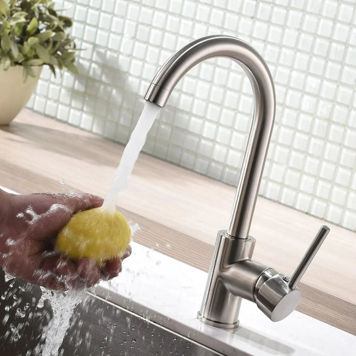 Kitchen Faucet Single Handle Stainless Steel,Commercial Single Hole Kitchen Sink Faucet,Modern One Hole Bar Sink Faucet - DTY Store