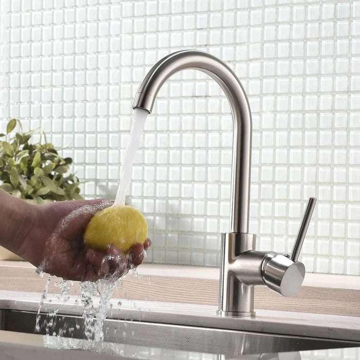 Kitchen Faucet Single Handle Stainless Steel,Commercial Single Hole Kitchen Sink Faucet,Modern One Hole Bar Sink Faucet - DTY Store