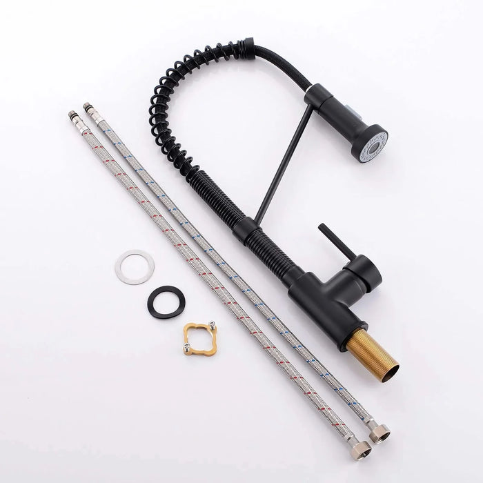 Kitchen Faucet with Pull Out Sprayer Brushed Nickel Stainless Steel Single Handle Kitchen Sink Faucets Default -DTYStore