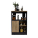Kitchen Island 36' H, Three Open Side Storage Shelves and One Push-to-Open Cabinet, Black / Natural Oak Default -DTYStore