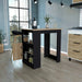 Kitchen Island 36' H, Three Open Side Storage Shelves and One Push-to-Open Cabinet, Black / Natural Oak Default -DTYStore