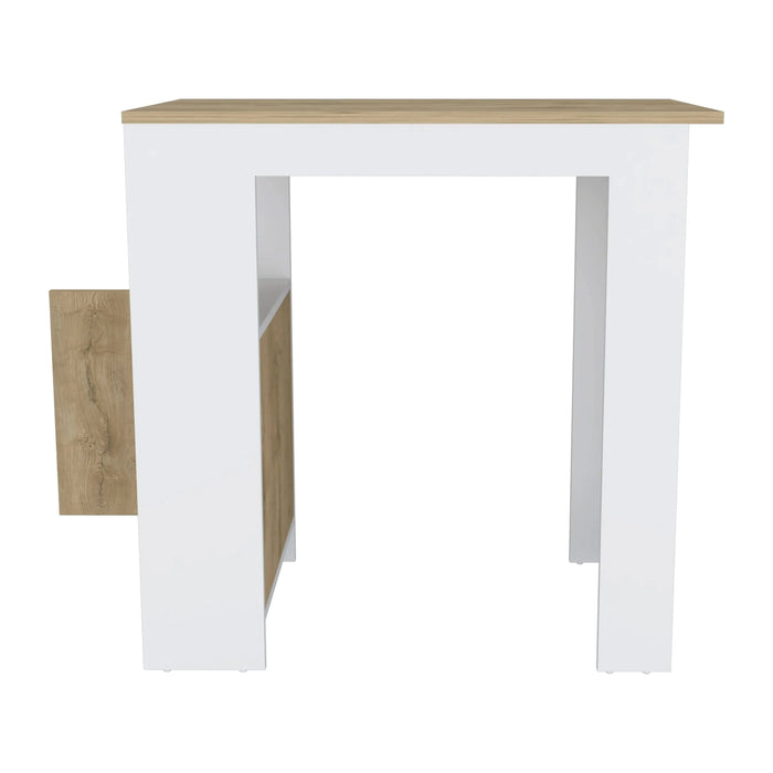 Kitchen Island 36' H, Three Open Side Storage Shelves and One Push-to-Open Cabinet, White/Macadamia Default -DTYStore