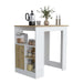 Kitchen Island 36' H, Three Open Side Storage Shelves and One Push-to-Open Cabinet, White/Macadamia Default -DTYStore