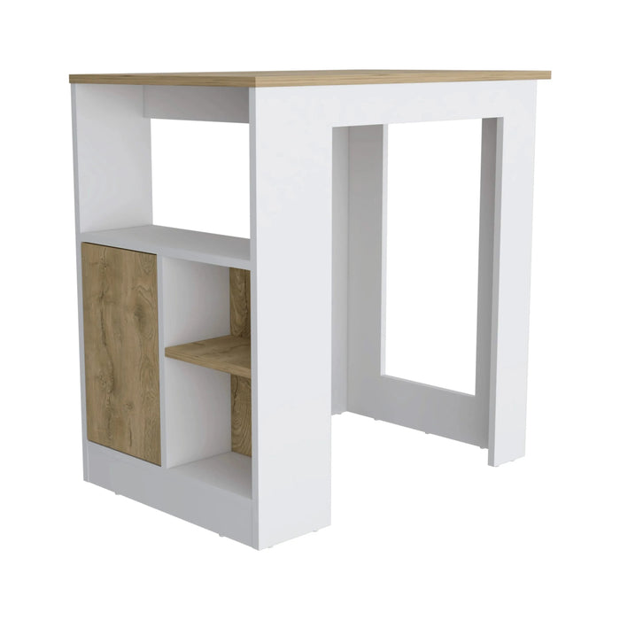 Kitchen Island 36' H, Three Open Side Storage Shelves and One Push-to-Open Cabinet, White/Macadamia Default -DTYStore