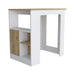 Kitchen Island 36' H, Three Open Side Storage Shelves and One Push-to-Open Cabinet, White/Macadamia Default -DTYStore