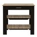 Kitchen Island 37' H, Two Open Storage Shelves, One Drawer, Four Legs,Towel Hanger, Black / Light Oak Default -DTYStore