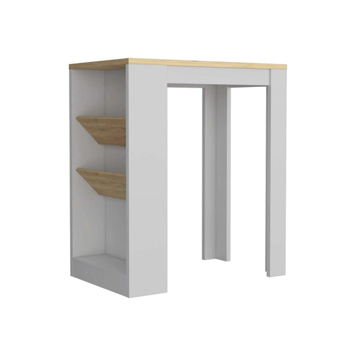 Kitchen Island 41' H, 2 Bottle Organizer and Shelf, White / Macadamia Default -DTYStore