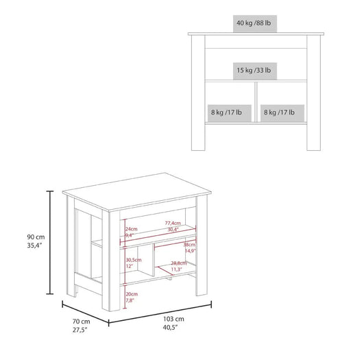 Kitchen Island Ada, Kitchen, Taupe / White Default -DTYStore