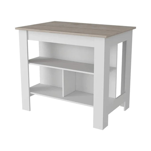 Kitchen Island Antibacterial Dozza, Three Shelves, Light Gray / White Finish Default -DTYStore