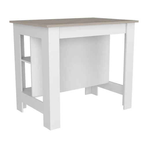 Kitchen Island Antibacterial Dozza, Three Shelves, Light Gray / White Finish Default -DTYStore