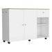 Kitchen Island Cart, Six Carter, One Drawer, Double Door Cabinet, Two External Shelves, Four Interior Shelves, White / Pine Default -DTYStore