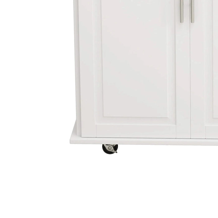 Kitchen Island Cart with 2 Door Cabinet and Three Drawers,43.31 Inch Width with Spice Rack,Towel Rack (White) Default -DTYStore