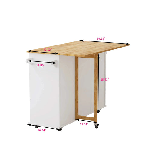 Kitchen Island Cart with 2 Door Cabinet and Three Drawers,43.31 Inch Width with Spice Rack,Towel Rack (White) Default -DTYStore