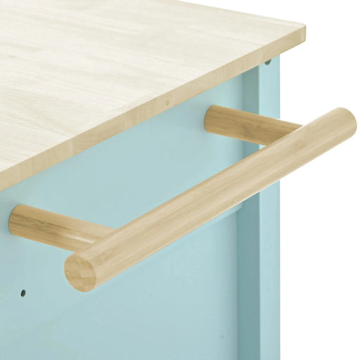 Kitchen Island Cart with 4 Door Cabinet and Two Drawers and 2 Locking Wheels - Solid Wood Top, Adjustable Shelves, Spice & Towel Rack(Mint Green) Default -DTYStore