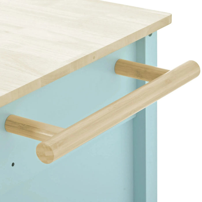 Kitchen Island Cart with 4 Door Cabinet and Two Drawers and 2 Locking Wheels - Solid Wood Top, Adjustable Shelves, Spice & Towel Rack(Mint Green) Default -DTYStore