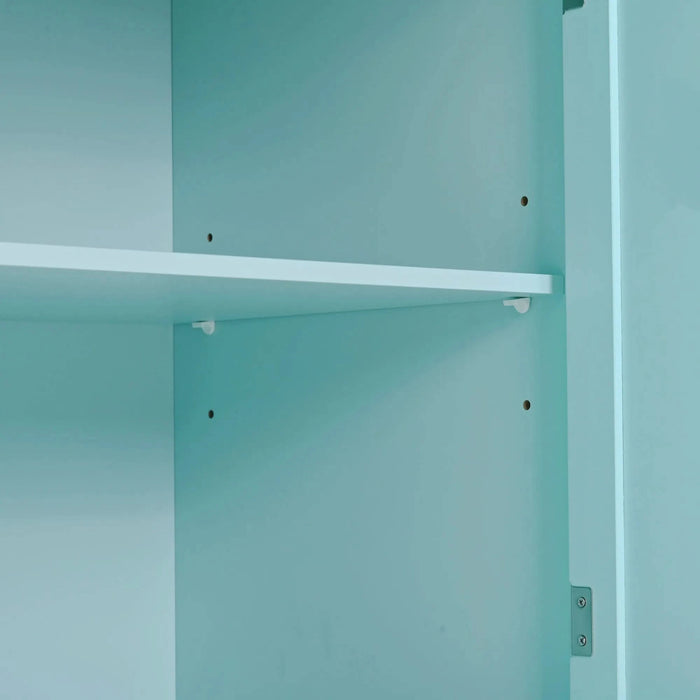 Kitchen Island Cart with 4 Door Cabinet and Two Drawers and 2 Locking Wheels - Solid Wood Top, Adjustable Shelves, Spice & Towel Rack(Mint Green) Default -DTYStore