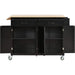 Kitchen Island Cart with Solid Wood Top and Locking Wheels,54.3 Inch Width,4 Door Cabinet and Two Drawers,Spice Rack, Towel Rack (Black) Default -DTYStore