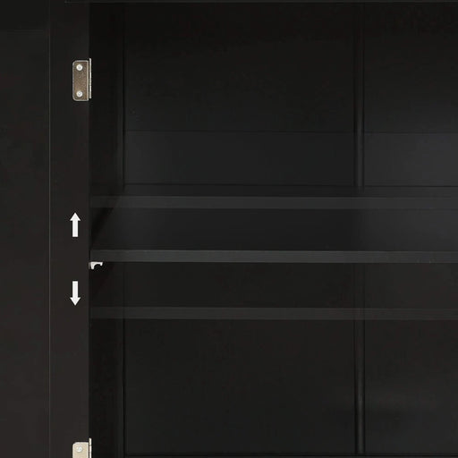 Kitchen Island Cart with Solid Wood Top and Locking Wheels,54.3 Inch Width,4 Door Cabinet and Two Drawers,Spice Rack, Towel Rack (Black) Default -DTYStore