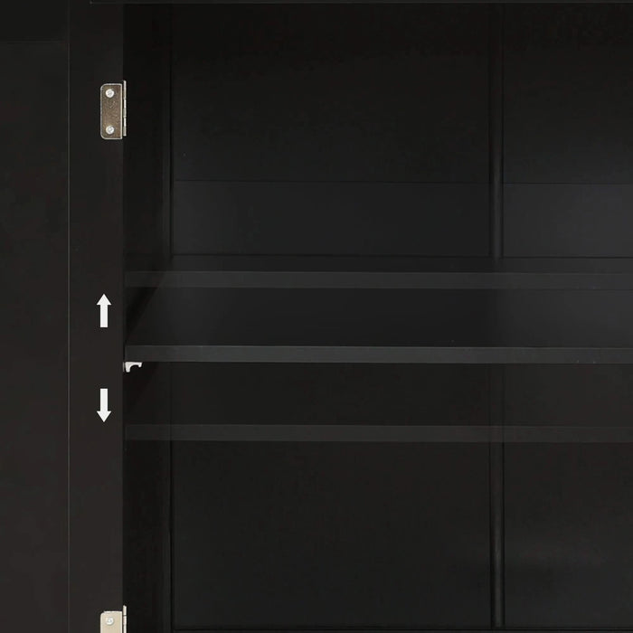 Kitchen Island Cart with Solid Wood Top and Locking Wheels,54.3 Inch Width,4 Door Cabinet and Two Drawers,Spice Rack, Towel Rack (Black) Default -DTYStore