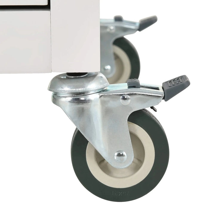 Kitchen Island Cart with Solid Wood Top and Locking Wheels,54.3 Inch Width,4 Door Cabinet and Two Drawers,Spice Rack, Towel Rack (White) Default -DTYStore