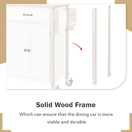 Kitchen Island Cart with Solid Wood Top and Locking Wheels,54.3 Inch Width,4 Door Cabinet and Two Drawers,Spice Rack, Towel Rack (White) Default -DTYStore