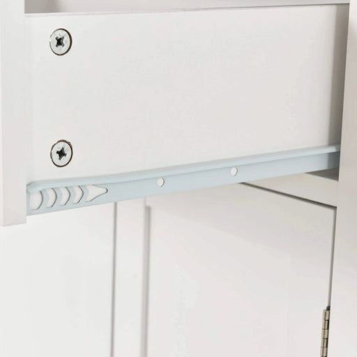 Kitchen Island Cart with Solid Wood Top and Locking Wheels,54.3 Inch Width,4 Door Cabinet and Two Drawers,Spice Rack, Towel Rack (White) Default -DTYStore