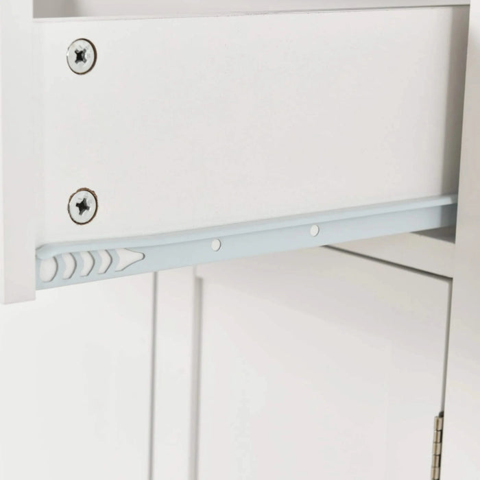 Kitchen Island Cart with Solid Wood Top and Locking Wheels,54.3 Inch Width,4 Door Cabinet and Two Drawers,Spice Rack, Towel Rack (White) Default -DTYStore