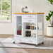 Kitchen Island Cart with walnut wood Top, Rolling Storage Cabinet on Wheels with Drawers, Sideboard Buffet with Towel Bar, White Default -DTYStore