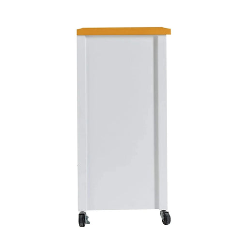 Kitchen Island Cart with walnut wood Top, Rolling Storage Cabinet on Wheels with Drawers, Sideboard Buffet with Towel Bar, White Default -DTYStore