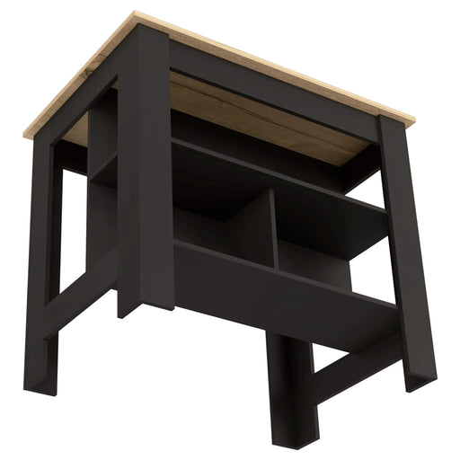 Kitchen Island Dozza, Three Shelves, Black Wengue / Light Oak Finish Default -DTYStore