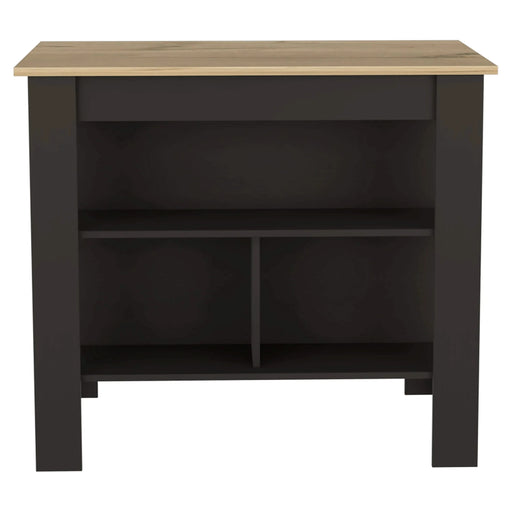 Kitchen Island Dozza, Three Shelves, Black Wengue / Light Oak Finish Default -DTYStore